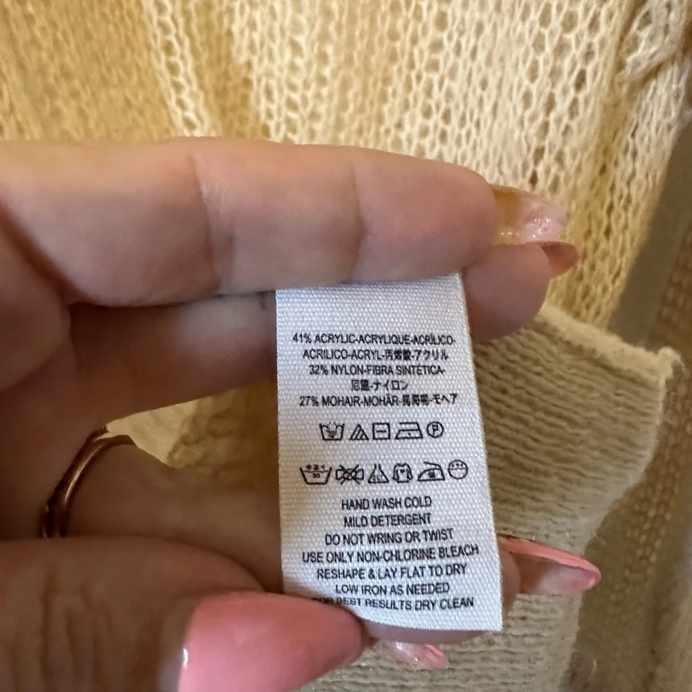 Free People Over Sized Boat neck Neutral Tan Mohair Blend Tunic Sweater - Small